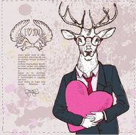 Vintage-Hipster Fashion Deer Illustration N2