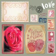 vintage postcards with and post stamps for Valentines Day N2