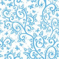 Seamless pattern with blue leaves branches butterflies white background vector