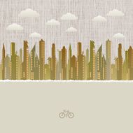 Cityscape with cloudscape paper background