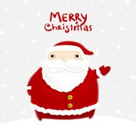 Santa Claus With Christmas Message on Snowy Background