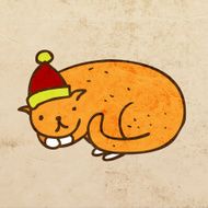Christmas Cat on Grunge Background N2