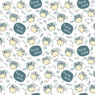Seamless pattern with flying cats