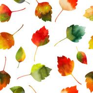 Seamless Watercolor Autumn Leaves Pattern N2
