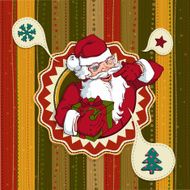Vintage vector Christmas card with Santa Claus