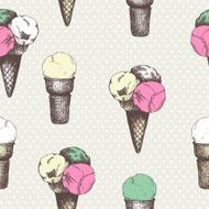Vector seamless pattern with hand drawn ice cream