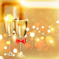 Wine glasses Christmas background greeting card