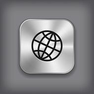 Global icon - vector metal app button N2