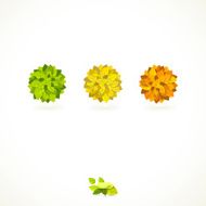 Vector card with 3 colorful circles of leaves