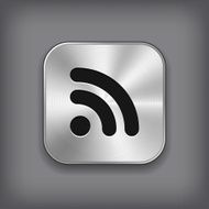 RSS icon - vector metal app button