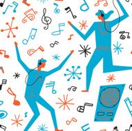 People are dancing to the music Vector seamless background