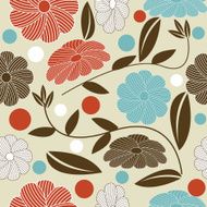 Seamless floral pattern with cream blue orange brown