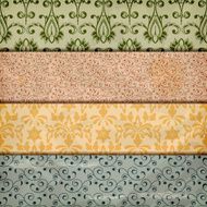 vector seamless floral borders on crumpled paper texture N2
