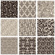 Set of abstract seamless patterns black and white