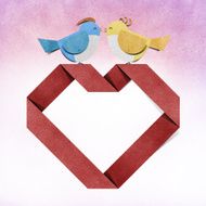 red heart and bird recycled papercraft N3