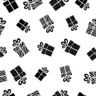Seamless vector Gift pattern black gift boxes on white background