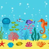 Marine life seamless pattern with sea animals N5