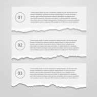 Vector Set of lacerated sheets with numbers infographic banner
