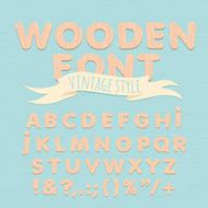 Vintage wooden alphabet Flat style N4