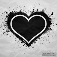 Creased old vector paper with handmade heart background N3