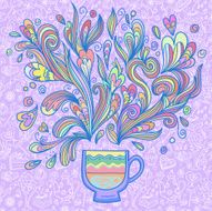 Curly and steamy tea party cup N4