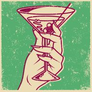 Retro Screen Print Martini