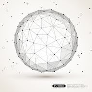 Wireframe mesh polygonal element Sphere with connected lines and dots N2