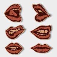 set of paper red lips