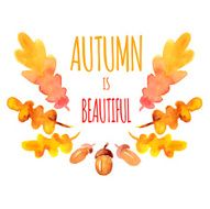 Watercolor Oak Leaves And Acorns Wreath