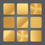 App icons background set Golden metal button