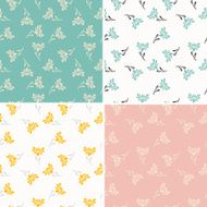 Chrysanthemum seamless pattern set