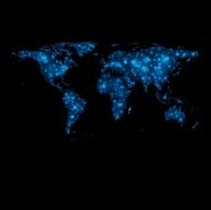 Abstract shiny lights world map