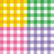 Green pink yellow purple gingham seamless patterns with fabric texture