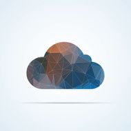 a mosaic cloud icon made of cool colors