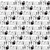 Seamless black &amp; white pattern of cocktails and drinks