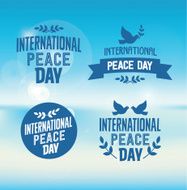 International Peace Day Typographic Designs with Pigeons and Olive Branches