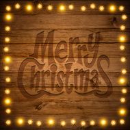 Christmas Lights on Wooden Texture N2