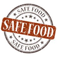 Safe Food brown grunge round stamp on white background N2
