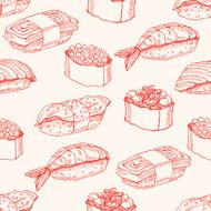 seamless background with sketch sushi N3