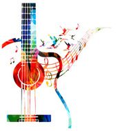 Colorful music background with guitar N4