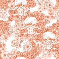 floral and skull seamless texture