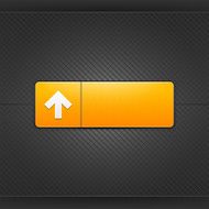 Orange icon white arrow upload sign web button metal texture
