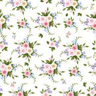 Vector seamless pattern with roses and freesia N2