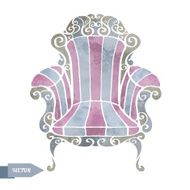Watercolor vintage armchair throne N3
