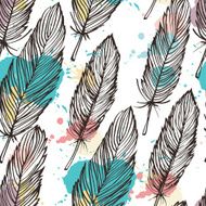 Pastel colored feather seamless background N2