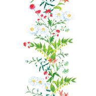 Summer meadow floral seamless vertical vector band