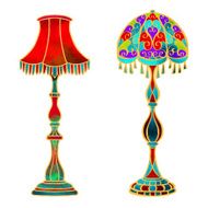 Watercolor vector vintage floor lamps set