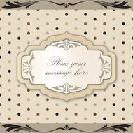 Vintage frame over seamless polka dot background