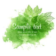 Vector watercolor spring illustration with leaf N3