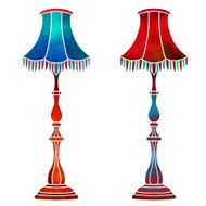 Watercolor vintage floor lamps set